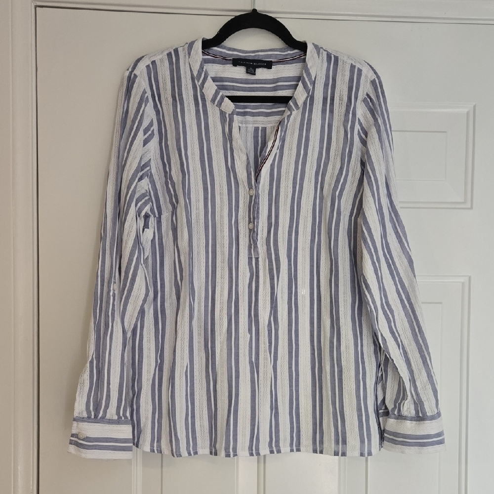 Tommy Hilfiger Blue and White Striped Top